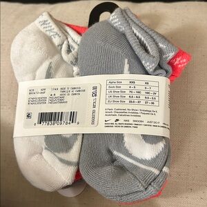 Nike kids No-Show Socks - Gray, White, and Pink 6 pk.